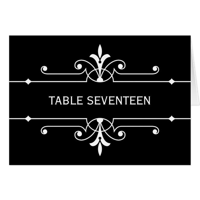 Ebony Fancy Ornamental Table Number Card (Anverso (Horizontal))