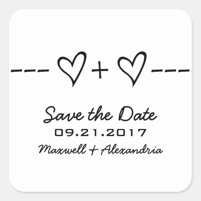 Ebony Heart Equation Save the Date Pegatinas (Anverso)