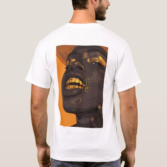 Ebony Man elegante con camiseta decorativa (Reverso)