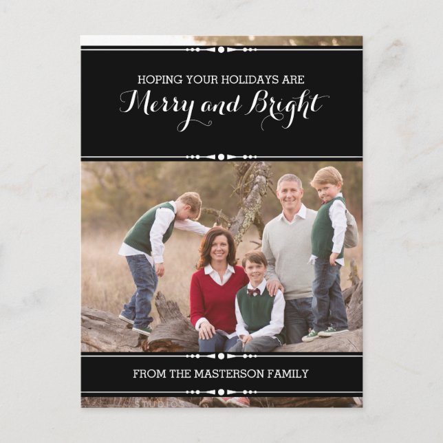 Ebony Moda simple foto postal de festividad (Anverso)