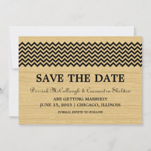 Ebony Rustic Chevron Guardar la invitación de fech