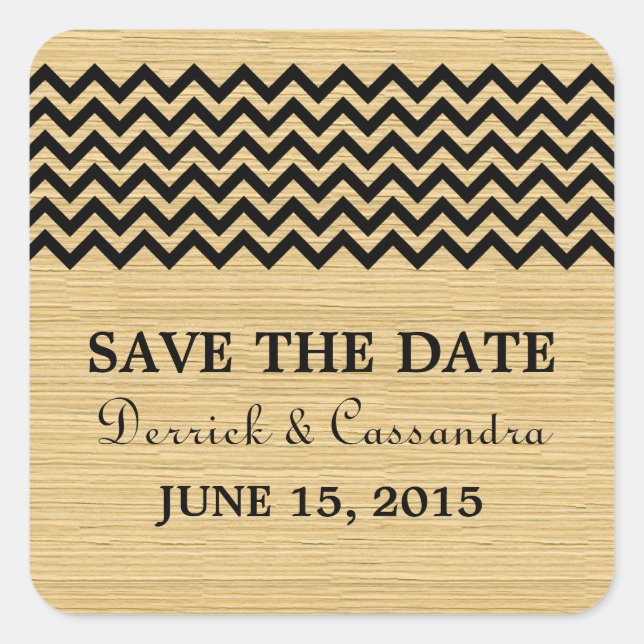 Ebony Rustic Chevron salva a los Pegatinas de cita (Anverso)