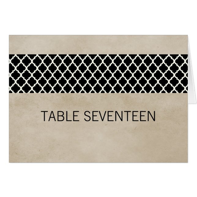 Ebony Rustic Quatrefoil Table Number Card (Anverso (Horizontal))