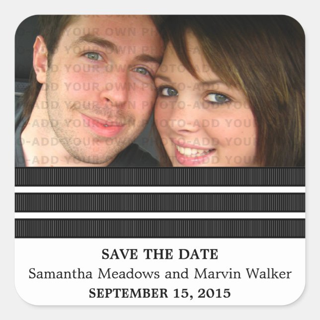 Ebony Triple Stripe Save the Date Pegatinas (Anverso)