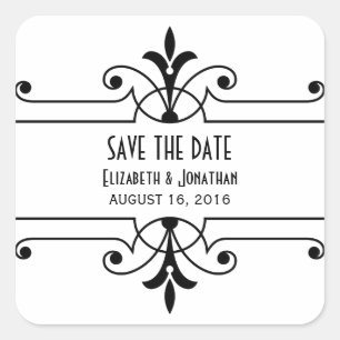 Ebony v2 Fancy Ornamental Save the Date Pegatinas
