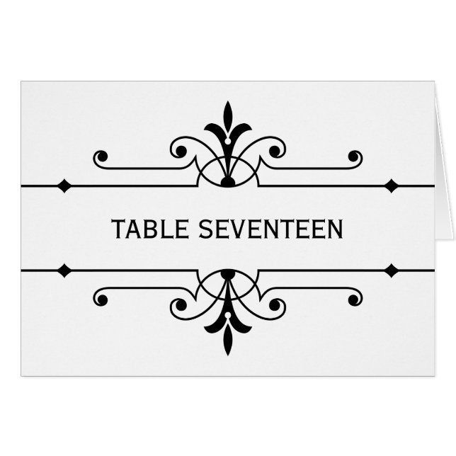Ebony v2 Fancy Ornamental Table Number Card (Anverso (Horizontal))