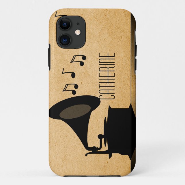 Ebony Vintage Gramophone BT ID iPhone 5 Funda (Reverso)