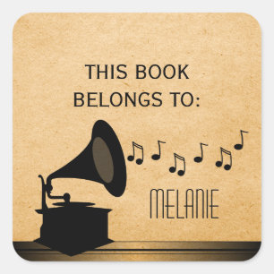 Ebony Vintage Gramophone Pegatinas
