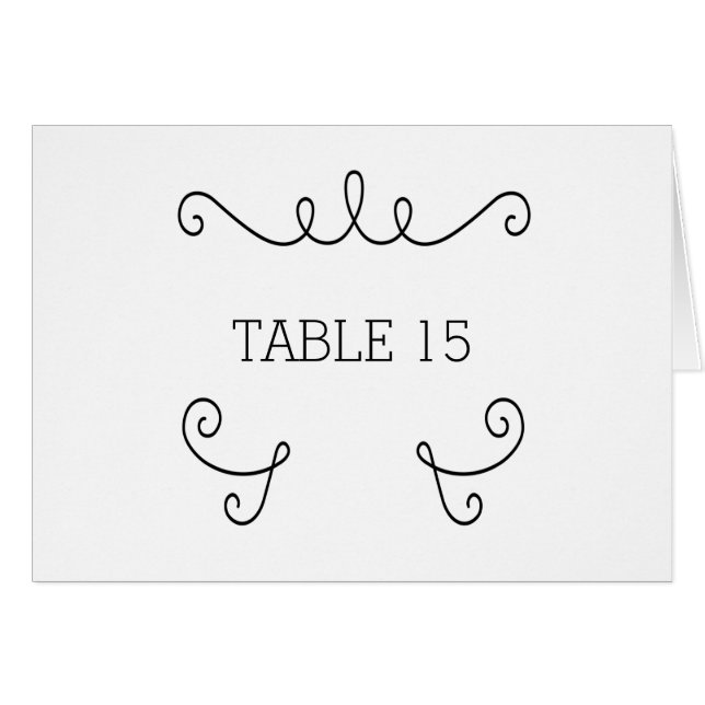 Ebony Whimsical Flourier Table Number Card (Anverso (Horizontal))