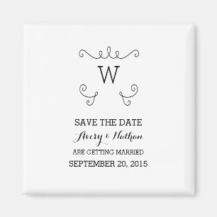 Ebony Whimsical Flourish Salven el imán de la fech