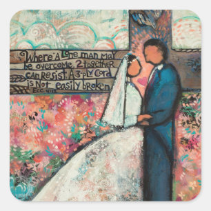 Ecclesiastes 4:12 pegatinas de bodas cristianas