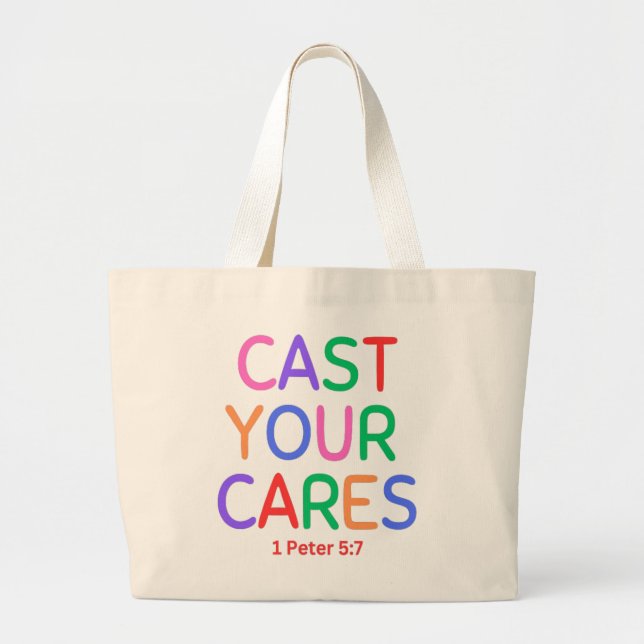 Echa tus coches 1 Peter 5:7 Bolsa Tote (Frente)