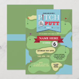 Echada del cumpleaños del golf y invitación