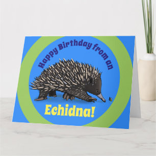 Echidna lindo con la tarjeta de cumpleaños del