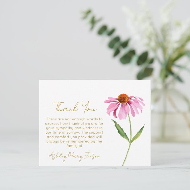 Echinacea | Tarjeta de agradecimiento por funeral  (Anverso de pie)