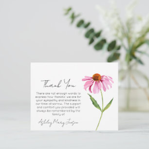 Echinacea Tarjeta de agradecimiento por funeral