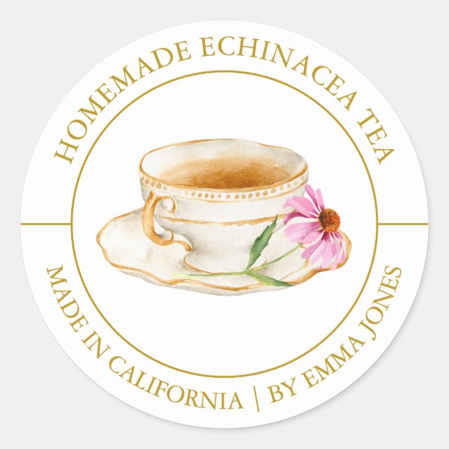 Echinacea Té Etiqueta moderna (Anverso)