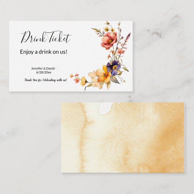 Ecléctica Flores Silvestres Bebidas Tarjeta de Alo (Anverso / Reverso)