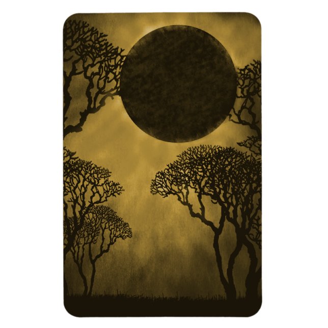 Eclipse de bosque oscuro imán premium, oro (Vertical)