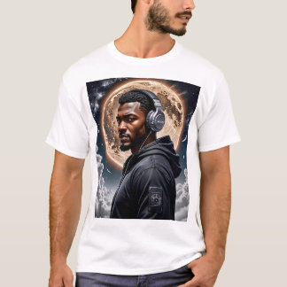 Eclipse lunar camiseta arte cósmico futurista