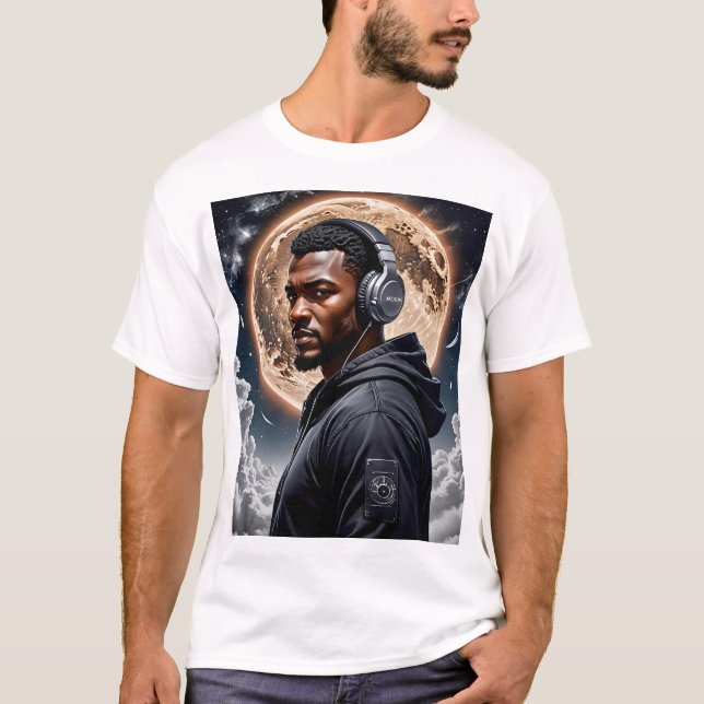 Eclipse lunar camiseta arte cósmico futurista (Anverso)