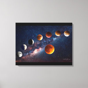 Eclipse lunar súper lunar 24x18 Lienzo envuelto