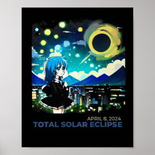 Eclipse solar 2024 Arte estilo anime