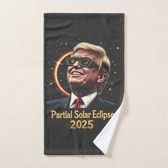 Eclipse solar parcial 2025 Astronomía Trump (Toalla de mano)