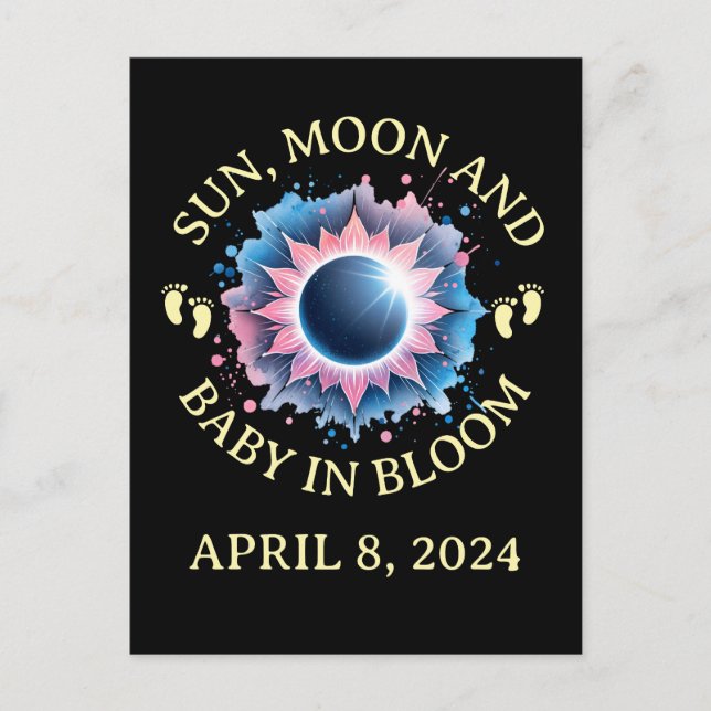 Eclipse solar total 2024 Invitación de embarazo (Anverso)