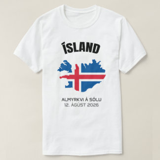 Eclipse solar total 2026 Camiseta con bandera Ísla