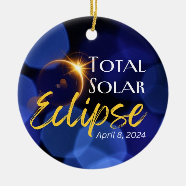 Eclipse solar total 4.8.24 Ornamento de círculo ce (Frente)