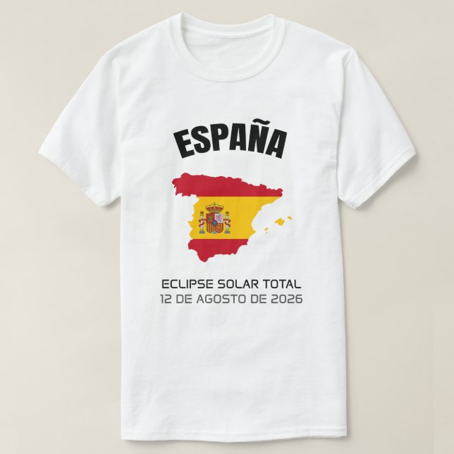 Eclipse solar total de España camiseta con bandera (Diseño del anverso)