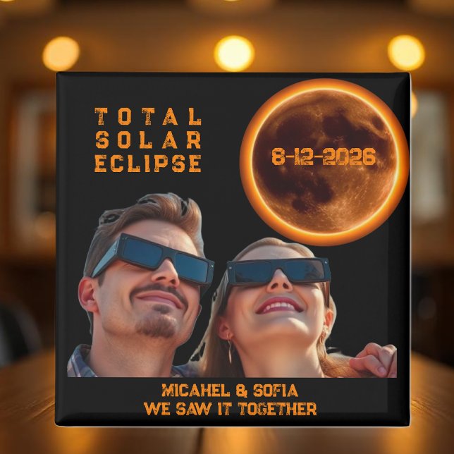 Eclipse Total de Sol 2026 Foto Recuerdo (Total Solar Eclipse 2026 Souvenir Magnet)