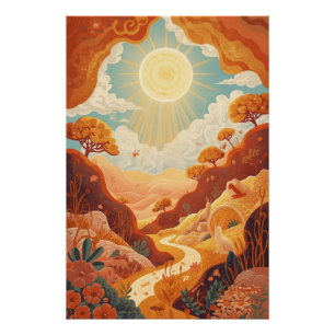 Ecos del Sol – Póster de paisaje dorado soñador