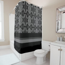 Ecos Obsidianos: Cortina de ducha monocroma modern