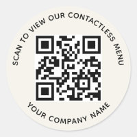 Ecru Menu QR Code Pegatinas Round Personalizado Co