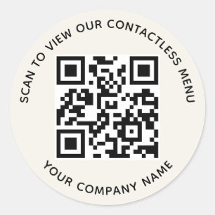 Ecru Menu QR Code Pegatinas Round Personalizado Co