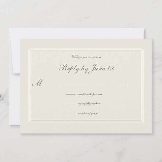 Ecru Sueños Formales Respuesta Boda Tradicional (Anverso)