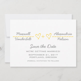 Ecuación de corazón amarillo Guardar la invitación