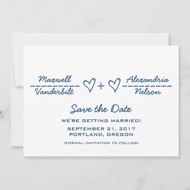 Ecuación de corazón azul Guardar la invitación de  (Anverso)