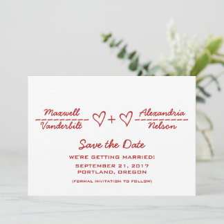 Ecuación de corazón rojo Guardar la invitación de 