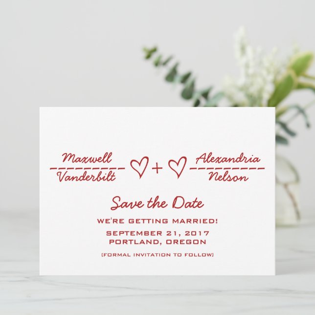 Ecuación de corazón rojo Guardar la invitación de  (Anverso de pie)