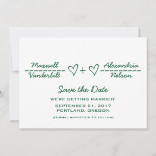 Ecuación de corazón verde Guardar la invitación de