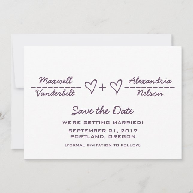 Ecuación de Purple Heart Guardar la invitación de  (Anverso)