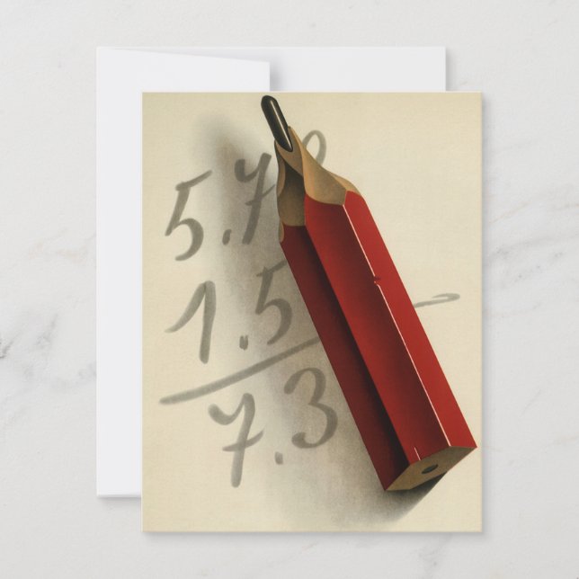 Ecuación matemática con lápiz rojo, negocio vintag (Anverso)