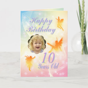 Edad 10, tarjeta de cumpleaños del hada floral