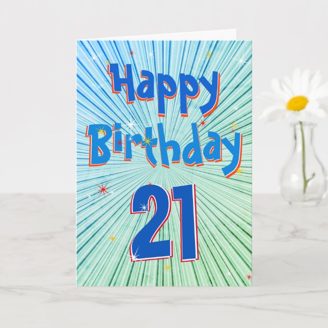 Edad 21 Tarjeta de cumpleaños 21ª píldora azul 3D  (Planta pequeña)