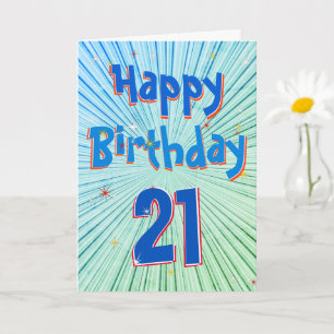 Edad 21 Tarjeta de cumpleaños 21ª píldora azul 3D 