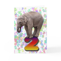 Edad 2, tarjeta de cumpleaños de elefantes felices