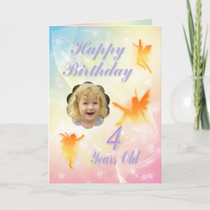 Edad 4, tarjeta de cumpleaños del hada floral